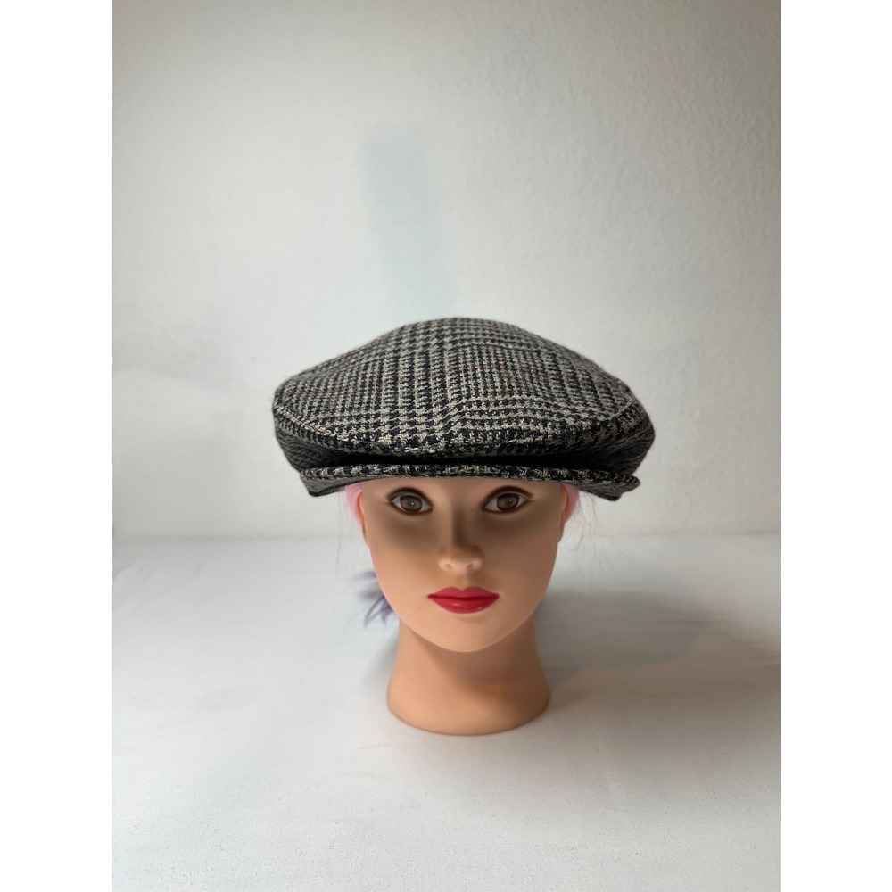 Lake of the Isles Mens XL Wool Flat Cap Newsboy Hat Grey Glen Plaid Northern Cap